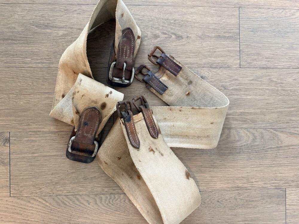 Vintage WW2 Military Equipment Straps World War Utility Canvas Utilitarian